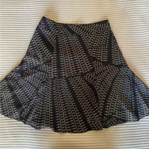 J. Crew Black and Cream Silk Skater Skirt, size 00